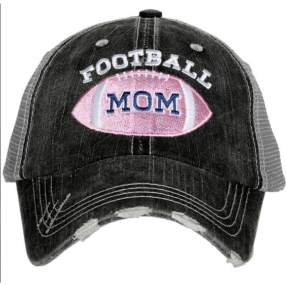 Katydid Accessories - Pink Football Mom Black Embroidered Distressed Ball Cap Trucker Hat